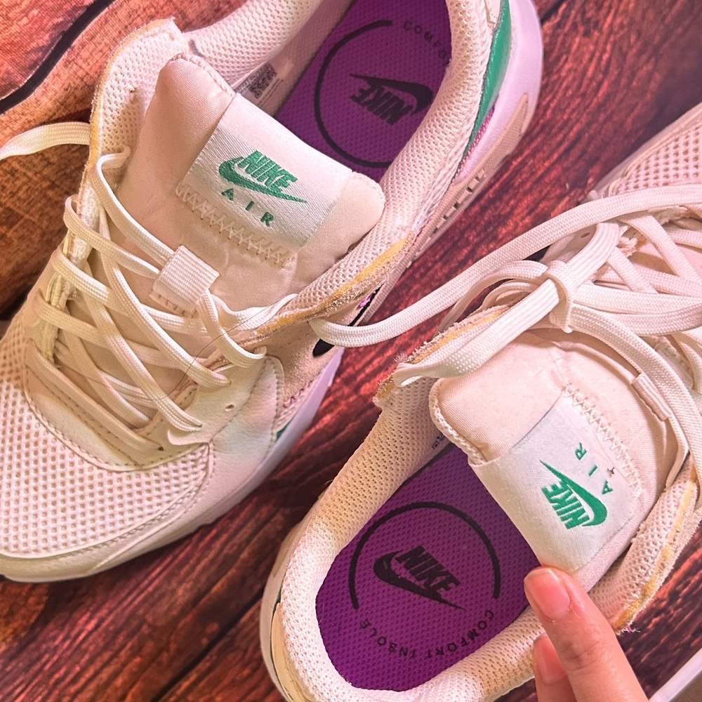 Nike Air Max Cream Sneakers with Purple and Green Highlights - Picture 7 of 9